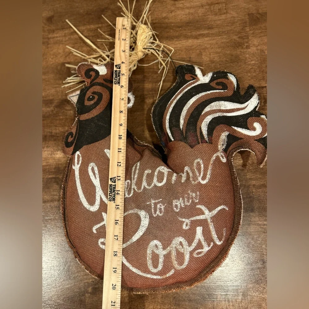 Brown Rooster Canvas plush Welcome Sign